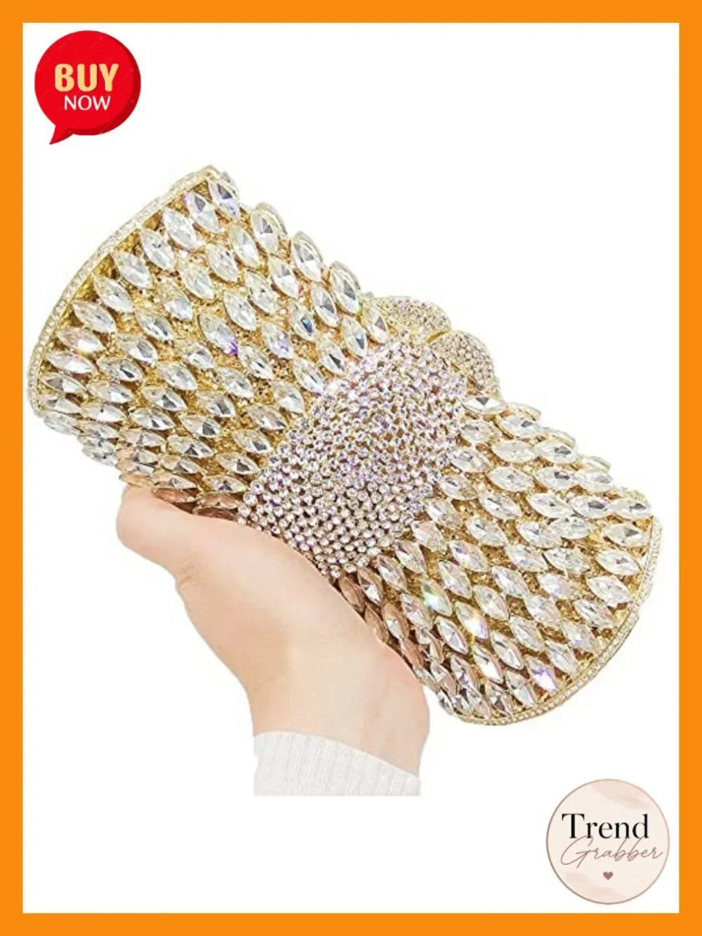 Crystal Clutch Purse - Evening Bags with Spikes, Wedding Party, Rhinestone